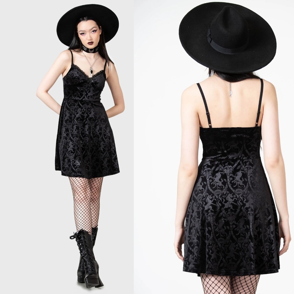 Killstar Black Velvet Mini Dress